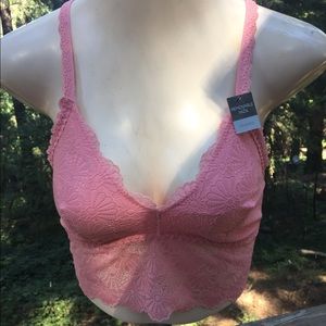 Marilyn Monroe long lace V back  braette in pink